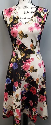 New York & Company Sheath Dress Womens XS Multi Floral Stretch V Neck Back Zip - Image 1 of 4