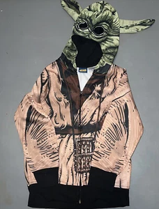 Star Wars Yoda X Small Jacket Boys Kids Hood Mask Costume Zip Up Brown - Picture 1 of 7