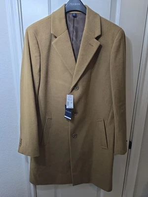 NEW Jos A Bank Men’s Wool Blend Coat Topcoat Jacket in Tan/Camel Size 38R - Image 1 of 4