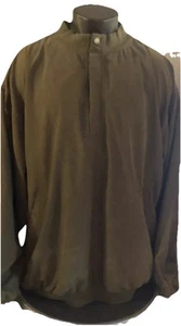 Slazenger XXL Green Brown Warm Up Jacket Lined Pockets 1/2 Button Front - Picture 1 of 6