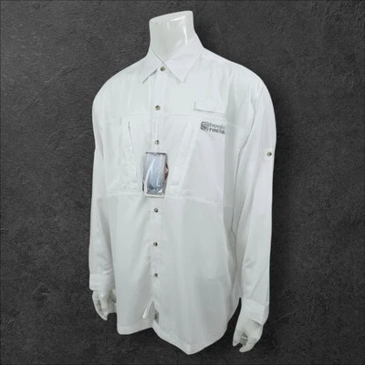 Camisa de pesca blanca Hook Tackle PierPoint TFG ventilada 50+ UPF secado rápido para hombre XL Foto 1 de 4