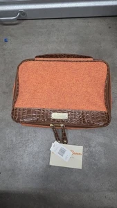 Samantha Brown Burgundy Tweed Accessory Case Orange Croco NWT - Picture 1 of 6
