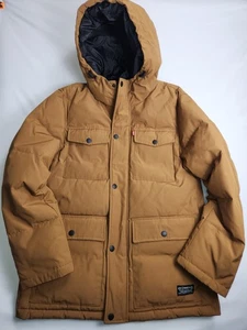 Parka uomo Levi's full zip chiusura a scatto trapuntato con cappuccio taglia SMALL nuovo con etichette - Foto 1 di 6