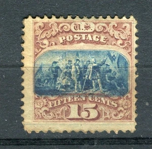 USA; 1869 Scarce classic Columbus issue 15c. value Mint unused ( large hinged ) - Picture 1 of 1