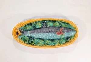 Majolica Fish Wicker Basket/Platter Home Wall Decor Trompe L’oeil George Jones - Picture 1 of 15