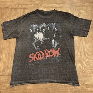 T-shirt nera vintage 1989 Skid Row Makin A Mess Distressed taglia L - Foto 1 di 11