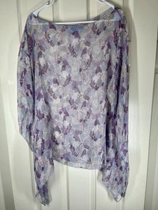 Vintage Marciano Guess Sz L/XL Metallic Sheer Shirt Poncho Y2K Summer Flowy - Picture 1 of 10