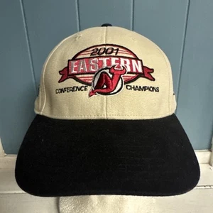 NJ NEW JERSEY DEVILS 2001 EASTERN CONFERENCE CHAMPIONS HAT CAP RARE VINTAGE NHL - Picture 1 of 6