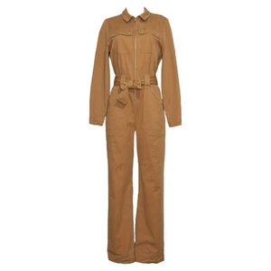 SÉZANE Roby Cotton Twill Long Sleeve Jumpsuit, Camel, FR42/US10 - Picture 1 of 11