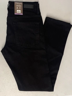 Kenneth Cole Men’s Straight Fit 2-Way Stretch Denim Jeans 30x32 BLACK Comfort - Image 1 of 4