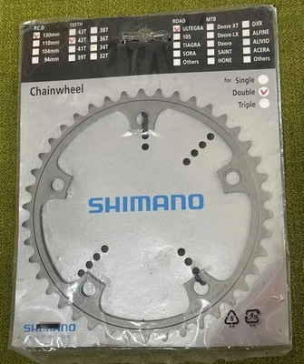NOS 42T SHIMANO ULTEGRA FC-6500 130mm Chainring DOUBLE - Image 1 of 3