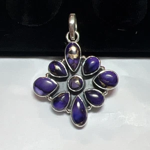 Colgante con racimo de dalia púrpura de plata de ley - Imagen 1 de 19