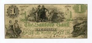 1861 $1 The Sanford Bank - Sanford, MAINE Note w/ TRAIN - Picture 1 of 2