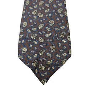 Wembley Silks Vintage Neck Tie 100% Silk Brown Blue Micro Paisley Thin Office - Picture 1 of 12