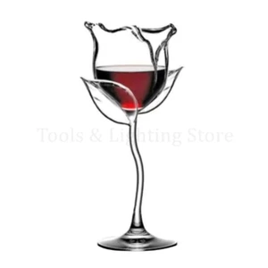 Fancy Red Wine Goblet Wine Cocktail Glasses 100ml Rose Flower Shape Valentines - Picture 1 of 6