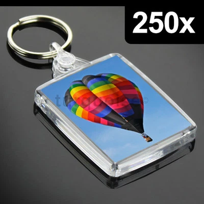 250x Premium Clear Acrylic Blank Keyrings Key Fobs 45 x 35 mm | Passport Photo - Image 1 of 4