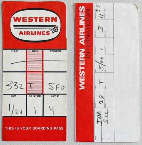 Western Airlines Ticket Jacket - Used - Lot of 2 Cover