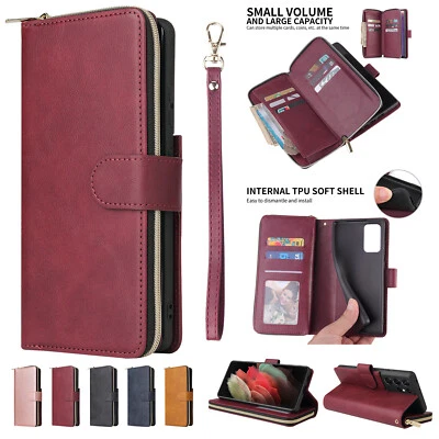 Zipper Leather Wallet Case For Samsung A14 A71 A53 A12 A32 A42 A13 A51 A33 5G - Image 1 of 4