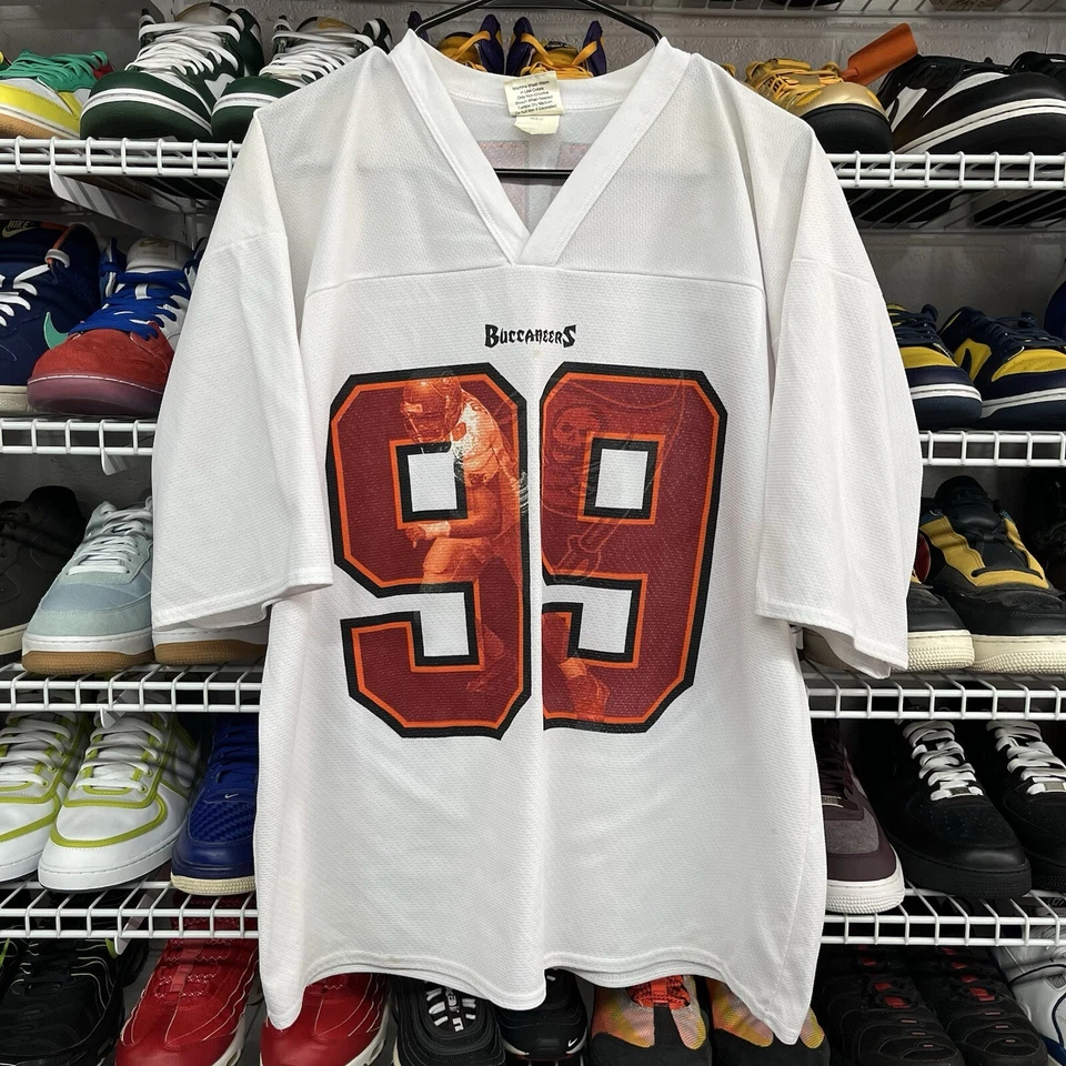 Camiseta deportiva rara vintage 1997 auténtica de los Buccaneers Warren Sapp hecha en EE. UU. para hombre talla L Foto 1 de 4