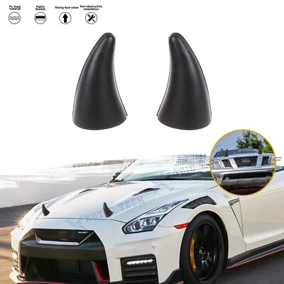 Par de adornos de cuerno de toro diablo parachoques delantero negro decoración para Nissan Infiniti Foto 1 de 4