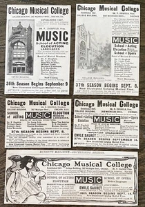 1901-03 CHICAGO MUSICAL COLLEGE Dr.Florenz Ziegfeld Pres~Vtg Print Ads 1 w/TYPO! - Picture 1 of 7