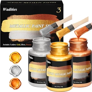 Pintura Acrílica Metálica 375g - Oro, Plata y Bronce, para Lienzo, Madera, Cerámica - Imagen 1 de 1