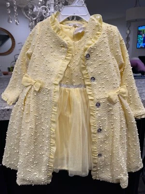 NANNETTE little Girl Dress Set with Coat size 2T Yellow  NWT - Image 1 of 4