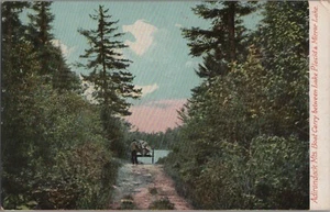 Adirondack Mountains Boat Carry Between Lake Placid & Mirror Lake Postcard 1909 - Picture 1 of 2