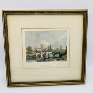 "De colección Catedral de Hereford Inglaterra vista al río impresión en color Baud & Winkles enmarcado 10""" - Imagen 1 de 11