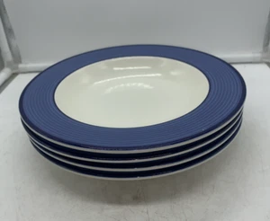 Vintage Set Of (4) Treviso Italy Pagnossin Normandy Blue 8 5/8" Rim Soup Bowls - Picture 1 of 6