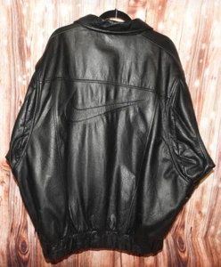 Collectible Vintage 90s Nike Big Swoosh Leather Bomber Jacket – Size XXL (2X) - Picture 1 of 19