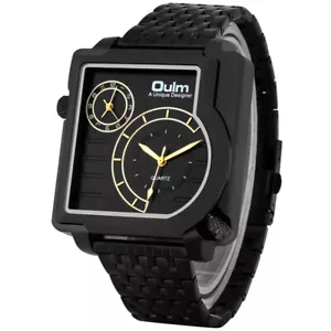 Reloj Hombre Oulm Dos Zonas Horarias Pantalla Acero Pulsera Movimiento Cuarzo Relojes - Imagen 1 de 16