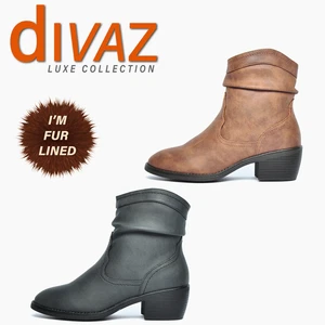 CLEARANCE - Divaz Adele Warm-Lined Womens Ladies Vegan Designer Ankle Boots