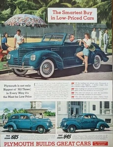 Anuncio impreso vintage de Plymouth 1939. Tenis. - Imagen 1 de 1