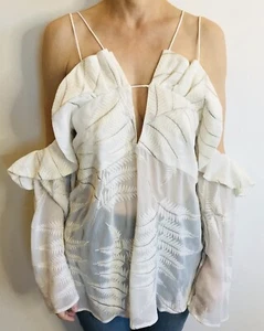 Stevie May Size M White Feather Top Blouse Australian Designer - Picture 1 of 21