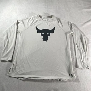 Camicia Under Armour Project Rock donna maglietta bianca grande allenamento toro corsa jogging palestra - Foto 1 di 12