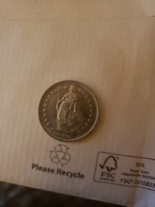 Moneda Suiza 1968 1 franco UNC sin marca de ceca - Imagen 1 de 3