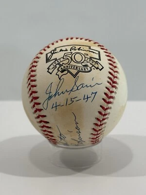 Johnny Sain  Autograph Signed NL Ball Insc 1st Pitch To Jackie R Bos Braves JSA - Image 1 of 4