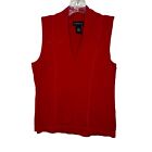 Rafaella Women Top size Large Red Cotton fitted vneck sleeveless