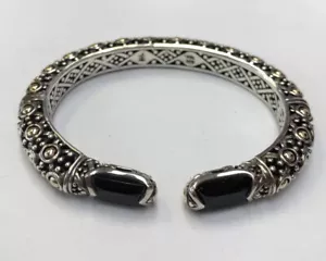 JOHN HARDY Sterling 18K Yellow Gold Jaisalmer Wheat Dot Bangle Bracelet 7" 43gr - Picture 1 of 9