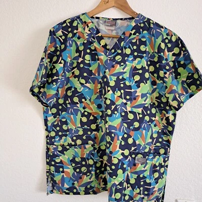 Scrub зоны скраб верхний размер большой многоцветный v-образным вырезом 2 переднего кармана - Изображение 1 из 4