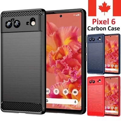 For Google Pixel 6 Case - Carbon Fiber Protective Shockproof TPU Cover (6.4") - Image 1 of 4