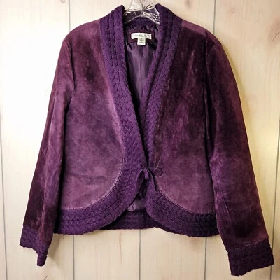 Jaqueta cardigã feminina Coldwater Creek malha de camurça roxa MED boho gótico grunge - Imagem 1 de 4