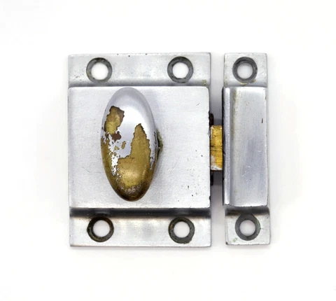 Vintage Nickel Plated Brass Cabinet Latch Cover