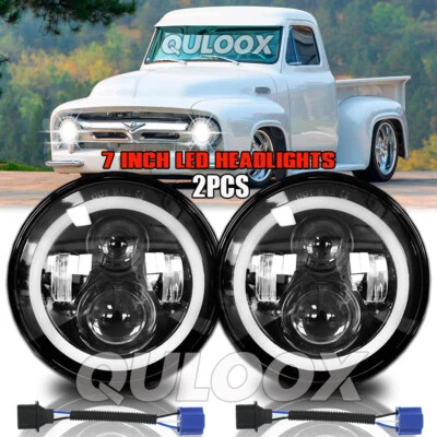 Pair 7" Projector LED Headlights fit Ford F-100 Pickup 1953 1954 1955 1956 1957 - Imagem 1 de 4