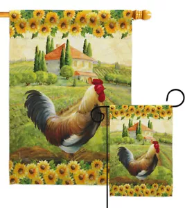 Country Rooster Garden Flag Animals Barnyard Decorative Gift Yard House Banner - Picture 1 of 13