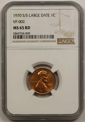 1970-S/S Large Date 1C NGC MS 65 RD (VP-002) Lincoln Memorial Penny  - Image 1 of 4
