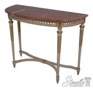 64916EC: French Louis XVI Style Painted Finish Marble Top Console Table - Picture 1 of 14