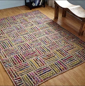 Teppich Jute Baumwolle Natur Handarbeit Rechteck Läufer Carpet Geflochten Mod... - Bild 1 von 6