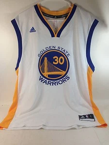ADIDAS Warriors Stephen Curry White Player Swing Home tank top MEN SIZE L *** - Picture 1 of 4